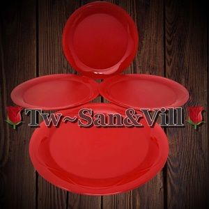 Tupperware Open House Dessert Plates 8” Set of 4 Red New